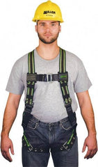 Miller - 400 Lb Capacity, Size Universal, Full Body Construction Safety Harness - Elastomer, Tongue Leg Strap, Mating Chest Strap, Green/Black - Eagle Tool & Supply