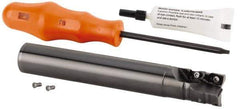 Kennametal - 19.99mm Cut Diam, 22mm Max Depth of Cut, 3/4" Shank Diam, 129.31mm OAL, Indexable Square Shoulder Helical End Mill - GOMT 1003.., JOMT 1003.. Inserts, Cylindrical Shank, 0° Lead Angle, Through Coolant, Series KDMR - Eagle Tool & Supply