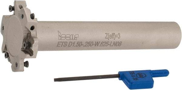 Iscar - Shank Connection, 1/4" Cutting Width, 7/16" Depth of Cut, 1-1/2" Cutter Diam, 6 Tooth Indexable Slotting Cutter - 5/8" Shank Diam, ETS-LN08 Toolholder, LNET Insert, Right Hand Cutting Direction - Eagle Tool & Supply
