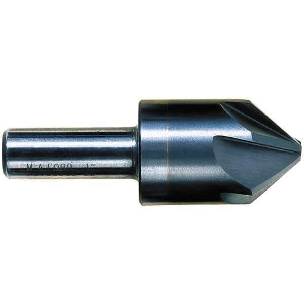 M.A. Ford - 1/2" Head Diam, 3/8" Shank Diam, 6 Flute 82° Solid Carbide Countersink - 2-1/8" OAL - Eagle Tool & Supply