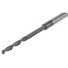 Iscar - 2.2mm 140° Solid Carbide Jobber Drill - TiAlN Finish, Right Hand Cut, Spiral Flute, Straight Shank, 60mm OAL, Standard Point - Eagle Tool & Supply