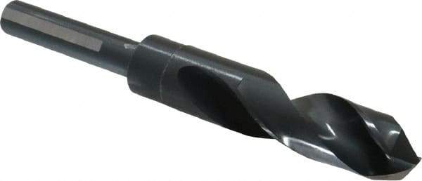 Chicago-Latrobe - 27/32" Drill, 118° Point, High Speed Steel Silver Deming & Reduced Shank Drill Bit - Oxide Finish, 6" OAL, Flats on Shank, 3-1/8" Flute Length, Right Hand Cut, Split Point, Spiral Flute, Regular Spiral - Eagle Tool & Supply