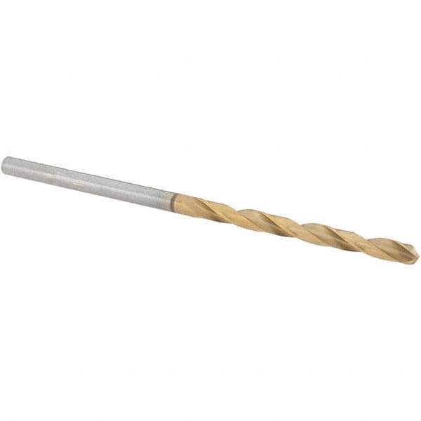 Guhring - 3/32" 118° High Speed Steel Jobber Drill - TiN Finish, Right Hand Cut, Spiral Flute, Straight Shank, 57mm OAL, Standard Point - Eagle Tool & Supply