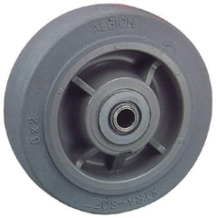 Albion - 8 Inch Diameter x 2 Inch Wide, Solid Rubber Caster Wheel - 675 Lb. Capacity, 2-3/16 Inch Hub Length, 1/2 Inch Axle Diameter, Roller Bearing - Eagle Tool & Supply
