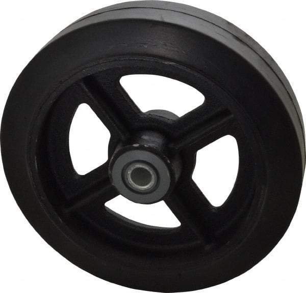 Albion - 8 Inch Diameter x 2 Inch Wide, Solid Rubber Caster Wheel - 500 Lb. Capacity, 2-3/16 Inch Hub Length, 3/4 Inch Axle Diameter, Roller Bearing - Eagle Tool & Supply