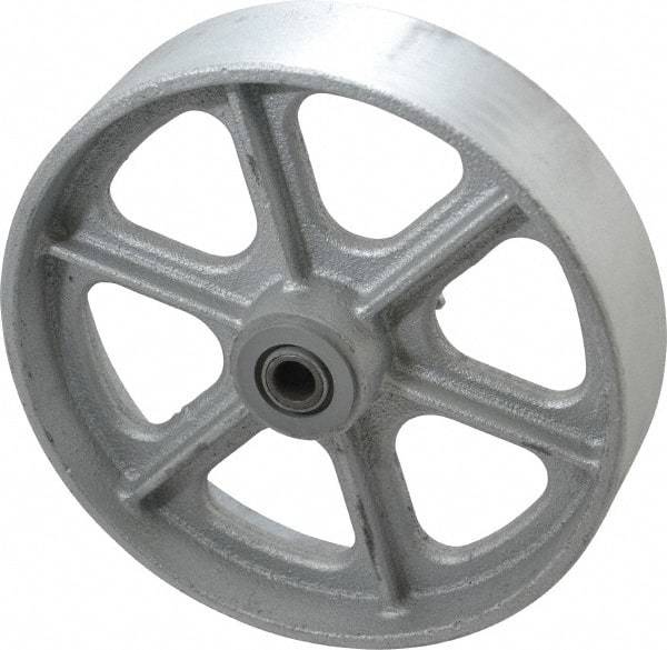 Albion - 8 Inch Diameter x 2 Inch Wide, Cast Iron Caster Wheel - 1,800 Lb. Capacity, 2-3/16 Inch Hub Length, 1/2 Inch Axle Diameter, Roller Bearing - Eagle Tool & Supply