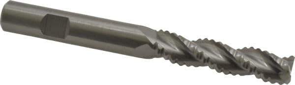 Kennametal - 1/2" Diam, Extra Coarse Pitch, 2" LOC, 3 Flute Solid Carbide Roughing Square End Mill - Uncoated, 4-1/2" OAL, 1/2" Shank Diam, Single End, Centercutting, 37° Helix - Eagle Tool & Supply