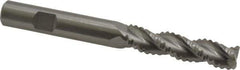 Kennametal - 1/2" Diam, Extra Coarse Pitch, 2" LOC, 3 Flute Solid Carbide Roughing Square End Mill - Uncoated, 4-1/2" OAL, 1/2" Shank Diam, Single End, Centercutting, 37° Helix - Eagle Tool & Supply