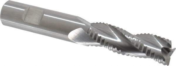 Kennametal - 3/4" Diam, Fine Pitch, 2-1/4" LOC, 3 Flute Solid Carbide Roughing Square End Mill - Uncoated, 5" OAL, 3/4" Shank Diam, Single End, Centercutting, 37° Helix - Eagle Tool & Supply