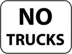 NMC - "No Trucks", 24" Wide x 18" High, Aluminum Parking Lot Traffic Signs - 0.08" Thick, Black on White, High Intensity Reflectivity, Rectangle, Post Mount - Eagle Tool & Supply
