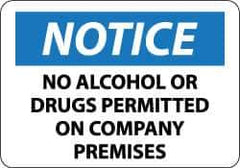 NMC - "Notice - No Alcohol or Drugs Permitted on Company Premises", 20" Long x 28" Wide, Aluminum Safety Sign - Rectangle, 0.04" Thick, Use for Security & Admittance - Eagle Tool & Supply