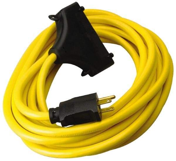 Southwire - 25', 12/3 Gauge/Conductors, Yellow Outdoor Extension Cord - 1 Receptacle, 15 Amps, 125 VAC, UL SJTW, NEMA 5-15P, 5-15R - Eagle Tool & Supply