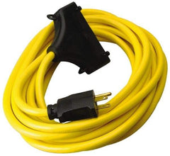 Southwire - 25', 12/3 Gauge/Conductors, Yellow Outdoor Extension Cord - 1 Receptacle, 15 Amps, 125 VAC, UL SJTW, NEMA 5-15P, 5-15R - Eagle Tool & Supply