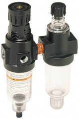 Wilkerson - 1/4" NPT Port Miniature 2 Piece Filter/Regulator-Lubricator FRL Unit - Polycarbonate Bowl, 20 SCFM, 150 Max psi, 6.21" High, Manual Drain - Eagle Tool & Supply