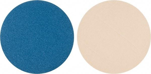 Superior Abrasives - 16" Diam, 36 Grit Zirconia Alumina Adhesive PSA Disc - Very Coarse Grade, Blue, Cloth Backing, Flexible - Eagle Tool & Supply