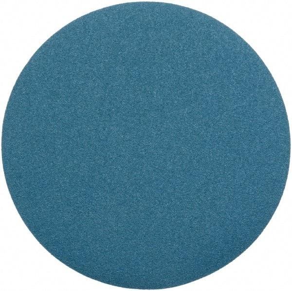Superior Abrasives - 18" Diam, 40 Grit Zirconia Alumina Adhesive PSA Disc - Coarse Grade, Blue, Cloth Backing, Flexible - Eagle Tool & Supply