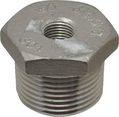 Merit Brass - 3/4 x 1/8" Grade 304 Stainless Steel Pipe Hex Bushing - MNPT x FNPT End Connections, 150 psi - Eagle Tool & Supply
