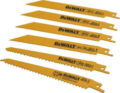 DeWALT - 6 Piece, Bi-Metal Reciprocating Saw Blade Set - Straight and Tapered Profile, 6 to 10 Teeth per Inch, Angled Tip - Eagle Tool & Supply