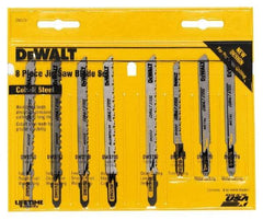 DeWALT - 8 Piece, 3" to 4" Long, 6 to 26 Teeth per Inch, Jig Saw Blade Set - T-Shank - Eagle Tool & Supply