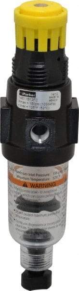 Parker - 1/4" NPT Port Miniature 1 Piece Filter/Regulator FRL Unit - Polycarbonate Bowl, 18 SCFM, 150 Max psi, 6.21" High, Manual Drain - Eagle Tool & Supply