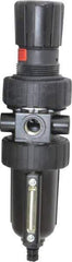 Parker - 3/8" NPT Port Intermediate 1 Piece Filter/Regulator FRL Unit - Metal Bowl, 55 SCFM, 250 Max psi, 10.38" High, Manual Drain - Eagle Tool & Supply