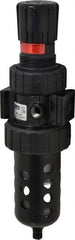 Parker - 1/2" NPT Port Standard 1 Piece Filter/Regulator FRL Unit - Polycarbonate Bowl, 90 SCFM, 150 Max psi, 11.76" High, Manual Drain - Eagle Tool & Supply