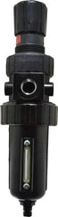 Parker - 1/2" NPT Port Standard 1 Piece Filter/Regulator FRL Unit - Metal Bowl, 90 SCFM, 250 Max psi, 11.76" High, Manual Drain - Eagle Tool & Supply