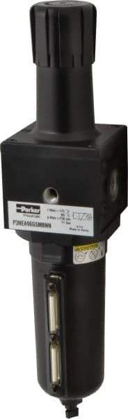 Parker - 3/4" NPT Port Heavy Duty 1 Piece Filter/Regulator FRL Unit - Metal Bowl, 250 SCFM, 250 Max psi, 15.95" High, Manual Drain - Eagle Tool & Supply