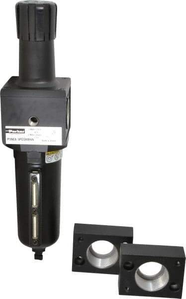 Parker - 1-1/2" NPT Port Heavy Duty 1 Piece Filter/Regulator FRL Unit - Metal Bowl, 250 SCFM, 250 Max psi, 15.95" High, Manual Drain - Eagle Tool & Supply