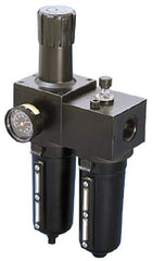 Parker - 1" NPT Port Heavy Duty 2 Piece Filter/Regulator-Lubricator FRL Unit - Metal Bowl, 250 SCFM, 250 Max psi, 15.95" High, Manual Drain - Eagle Tool & Supply