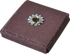 3M - 80 Grit, Medium Grade, Aluminum Oxide Square Pad - 2" Long x 2" Wide x 1/2" Thick, Cloth Backed, X Backing Weight, 12,000 Max RPM - Eagle Tool & Supply