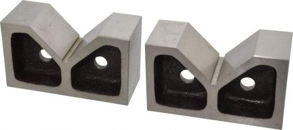 Value Collection - 3-1/16" Max Capacity, 90° Angle, Cast Iron V-Block - 6" Long x 2-7/16" Wide x 3-1/2" High, Sold as Matched Pair - Eagle Tool & Supply