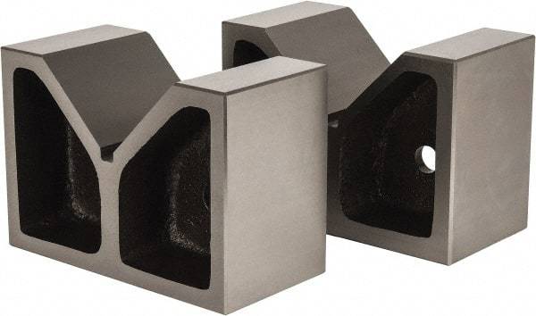 Value Collection - 4-1/2" Max Capacity, 90° Angle, Cast Iron V-Block - 8" Long x 4" Wide x 5-1/2" High, Sold as Matched Pair - Eagle Tool & Supply