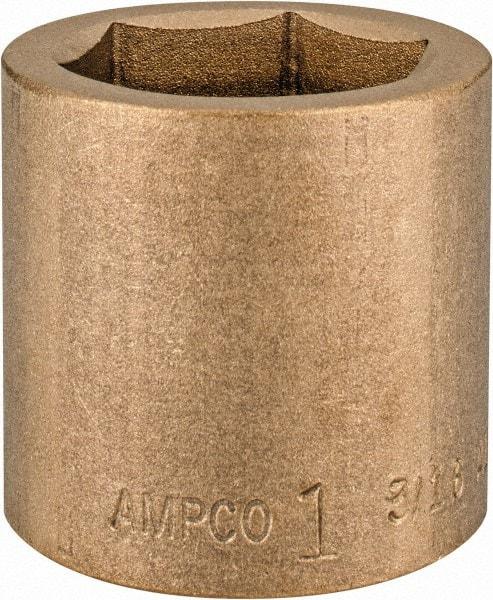 Ampco - 1-3/16", 1/2" Drive, Standard Hand Socket - 6 Points, 1-5/8" OAL, Aluminum Bronze - Eagle Tool & Supply