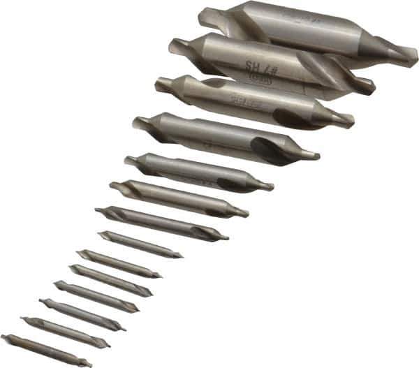 Keo - 14 Piece, #5/0 to 8, Plain Edge, High Speed Steel Combo Drill & Countersink Set - 60° Incl Angle - Eagle Tool & Supply