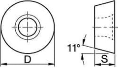 Kennametal - RPCW1204M0 Grade KC735M Carbide Milling Insert - TiN Finish, 3/16" Thick, 12mm Inscribed Circle - Eagle Tool & Supply