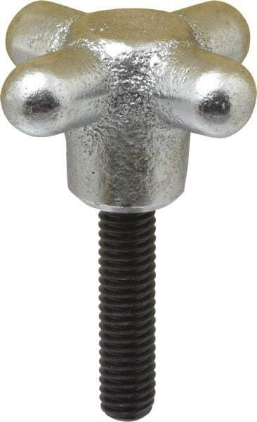 Strong Hand Tools - 2" Head Diam, 4 Point Spoked Knob - 3/8-16 Stem, Cast Iron - Eagle Tool & Supply