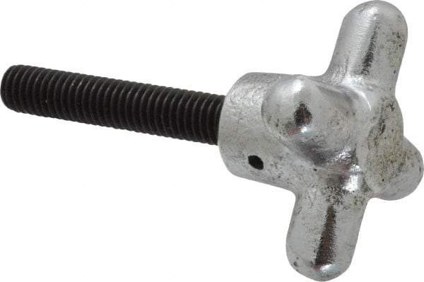 Strong Hand Tools - 2" Head Diam, 4 Point Spoked Knob - 3/8-16 Stem, Cast Iron - Eagle Tool & Supply