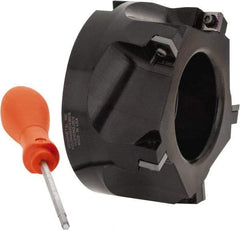 Kennametal - 5 Inserts, 4" Cut Diam, 1-1/2" Arbor Diam, 0.361" Max Depth of Cut, Indexable Square-Shoulder Face Mill - 0/90° Lead Angle, 2" High, SD.T 43.. Insert Compatibility, Series KSSM - Eagle Tool & Supply