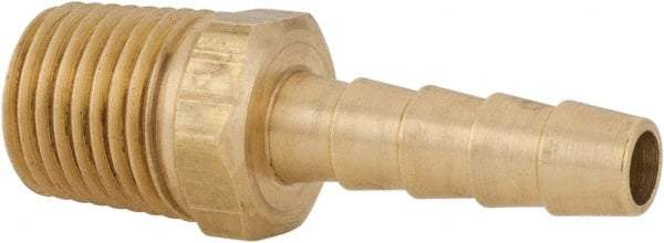 Parker - 1/4 NPT Thread Hose Barb x Male NPT Connector - 1/4" ID Hose x 0.29" OD Hose, Brass - Eagle Tool & Supply