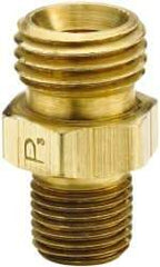 Parker - 3/8 x 1/4 Male Thread, Brass Industrial Pipe Ball-End Joint Adapter - MNPSM x MNPT, 150 psi - Eagle Tool & Supply