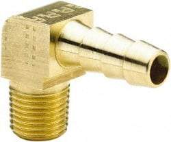 Parker - 1/8 NPTF Thread Hose Barb x Male NPT 90° Elbow - 1/4" ID Hose, Brass - Eagle Tool & Supply