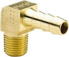 Parker - 1/8 NPTF Thread Hose Barb x Male NPT 90° Elbow - 3/8" ID Hose, Brass - Eagle Tool & Supply