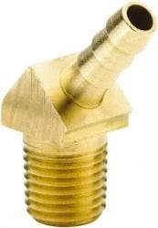 Parker - 1/4 NPTF Thread Hose Barb x Male NPT 45° Elbow - 1/4" ID Hose, Brass - Eagle Tool & Supply