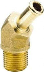 Parker - 1/4 NPT Thread Hose Barb x Male NPT 45° Elbow - 3/8" ID Hose x 0.45" OD Hose, Brass - Eagle Tool & Supply