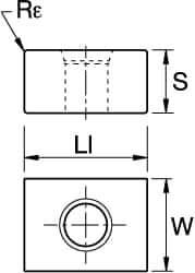 Kennametal - LNEQ1245 Grade KCK15 Carbide Milling Insert - TiN/TiCN/Al2O3 Finish, 0.1772" Thick, 0.4mm Corner Radius - Eagle Tool & Supply