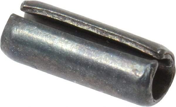 Value Collection - 3mm Diam x 8mm Long Slotted Spring Pin - Grade 1070-1080 Steel, Plain Finish - Eagle Tool & Supply