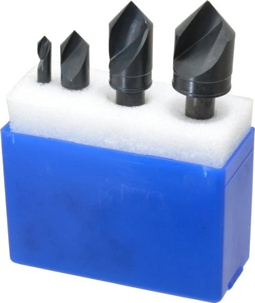 M.A. Ford - 4 Piece, 1/4 to 1" Head Diam, 82° Included Angle, Single End Countersink Set - Eagle Tool & Supply