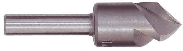 M.A. Ford - 2" Head Diam, 3/4" Shank Diam, 3 Flute 60° High Speed Steel Countersink - Bright Finish, 4-1/4" OAL, 0.6" Nose Diam, Single End, Straight Shank, Right Hand Cut - Eagle Tool & Supply