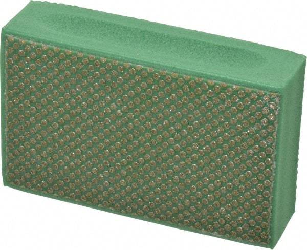 3M - Medium Grade, 250 Grit, Diamond Hand Pad - Green, 2-1/4" Wide x 3-3/4" Long, Coated - Eagle Tool & Supply